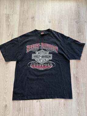 Vintage Harley-Davidson Bahamas Graphic T-Shirt Double Sided Biker Tee